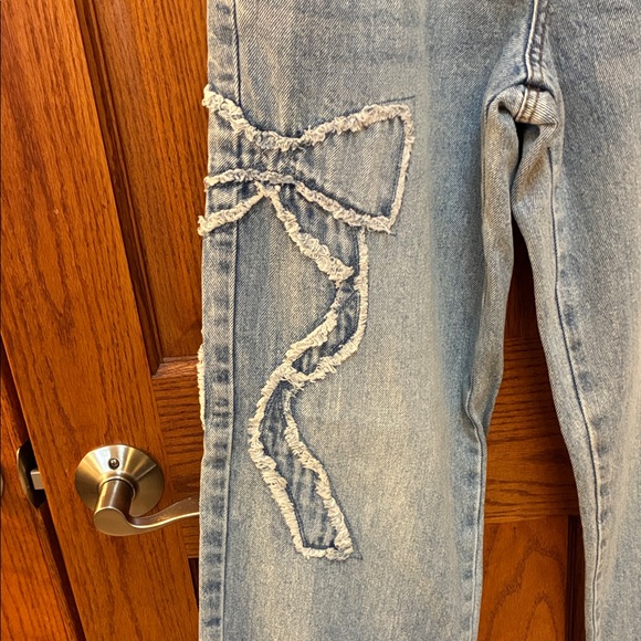 Ashley Mason Light Blue Flare Jeans with Bow Accents, Size 0/24 - Picture 2 of 4